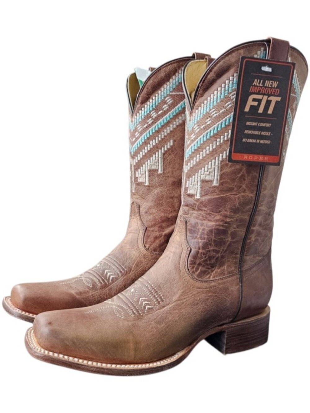 Roper Cowgirl Tough Tan Leather Western Cowboy Boots Size 8B NEW in BOX